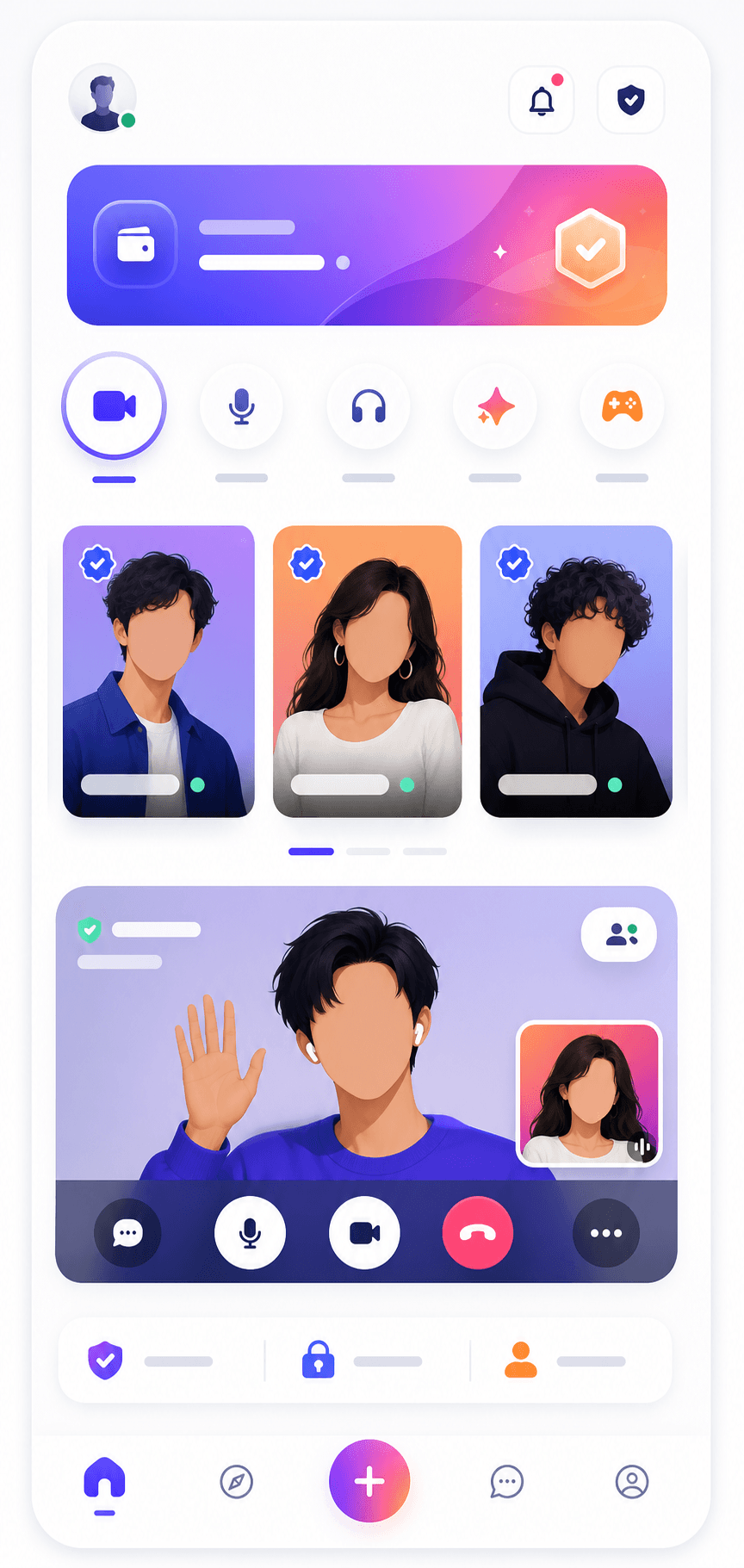 Amistaa user app screen for creator discovery and calls